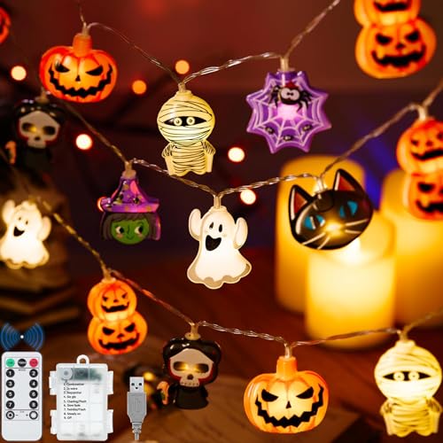 VEEKAY Halloween Lichterkette,Halloween Deko Lichterkette,3.6M 24 LED Halloween Lichterkette Dekoration,USB+Batteriebetrieben,Lichterkette Außen Halloween Deko,LED Halloween Laterne für Party VEEKAY Halloween Lichterkette,Halloween Deko Lichterkette,3.6M 24 LED Halloween Lichterkette Dekoration,USB+Batteriebetrieben,Lichterkette Außen Halloween Deko,LED Halloween Laterne für Party von VEEKAY