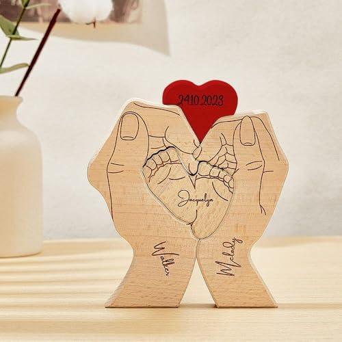 Personalisiertes Holzkunstpuzzle der Babyfüßefamilie Familiennamen | Bärenskulptur aus Holz als Desktop-Dekoration Ornament für Zuhause Tischdekoration, Mama Großmutter Personalisiertes Holzkunstpuzzle der Babyfüßefamilie Familiennamen | Bärenskulptur aus Holz als Desktop-Dekoration Ornament für Zuhause Tischdekoration, Mama Großmutter von VEELU