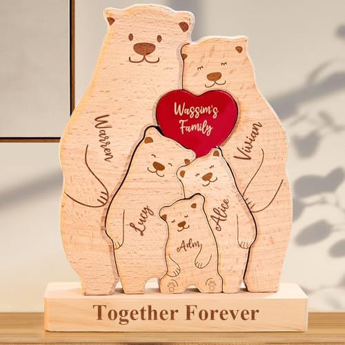 Personalisiertes Holzpuzzle der Bärenfamilie mit 2-7 Namen, Holz Bären Familien Skulpturen, Geschenke für Mama, Papa, Oma, Opa zum Muttertag Vatertag Weihnachten Adoptionstag Einweihungsgeschenke Personalisiertes Holzpuzzle der Bärenfamilie mit 2-7 Namen, Holz Bären Familien Skulpturen, Geschenke für Mama, Papa, Oma, Opa zum Muttertag Vatertag Weihnachten Adoptionstag Einweihungsgeschenke von VEELU