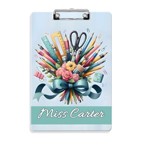 Personalisiertes Klemmbrett A4, Personalisierte Geschenke Lehrer, Lehrer Geschenk Acryl-Klemmbrett A4 Standardbriefgröße von VEELU