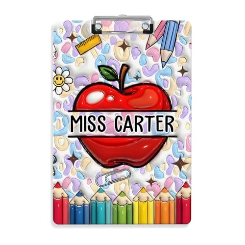 Personalisiertes Klemmbrett A4, Personalisierte Geschenke Lehrer, Lehrer Geschenk Acryl-Klemmbrett A4 Standardbriefgröße von VEELU