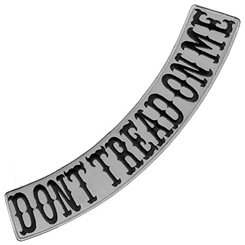 VEGASBEE® Bestickter Aufnäher zum Aufbügeln mit Aufschrift "Don't Tread On Me", für Jacke, Weste, Unterteil, Rocker, 38,1 cm, USA (grau-schwarz) von VEGASBEE