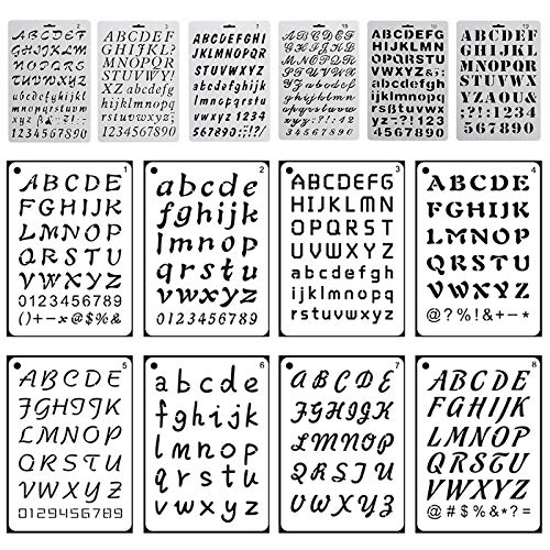 14 Stück Buchstaben-Zahlen-Schablonen aus Kunststoff, wiederverwendbar, Buchstaben, Malschablonen, künstlerisches Zeichnen, Schablonen-Set 14 Stück Buchstaben-Zahlen-Schablonen aus Kunststoff, wiederverwendbar, Buchstaben, Malschablonen, künstlerisches Zeichnen, Schablonen-Set von VEGCOO