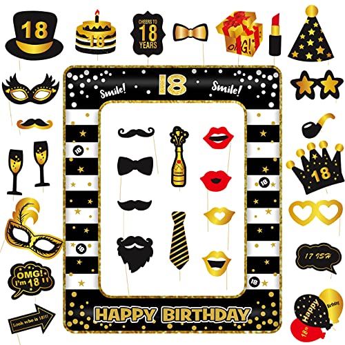 30 Stück Fotobox Accessoires, 18 Geburtstag Deko, Party Zubehör, Tischdeko Geburtstag und 1 Aufblasbarer Fotorahmen für 18 Geburtstag Mädchen und Junge, Vielfalt Party Deko Geburtstag Hochzeiten 30 Stück Fotobox Accessoires, 18 Geburtstag Deko, Party Zubehör, Tischdeko Geburtstag und 1 Aufblasbarer Fotorahmen für 18 Geburtstag Mädchen und Junge, Vielfalt Party Deko Geburtstag Hochzeiten von VEGCOO