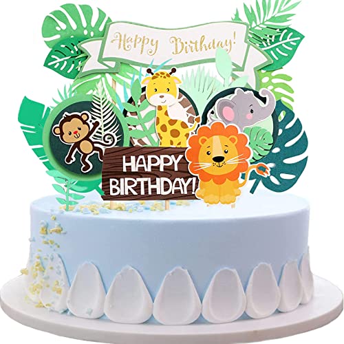 VEGCOO 13-teiliges Kuchendekorationsset für Kuchen, DIY Tiere / Cupcakes, Topper, Dessert, Kuchendekoration, Geburtstag, Topper, für Kinder und Dschungel, niedliches Thema, Partyzubehör (Affe) von VEGCOO