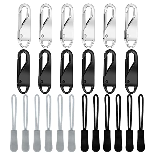 VEGCOO 24 Stück 12 Abnehmbarer Pull Tab Reißverschluss Puller Reissverschluss Zipper Pull Zubehör Reißverschluss Puller Universal Reißverschlusskopf +12 Reißverschluss Zugschnüre Reparaturtasche (B) von VEGCOO