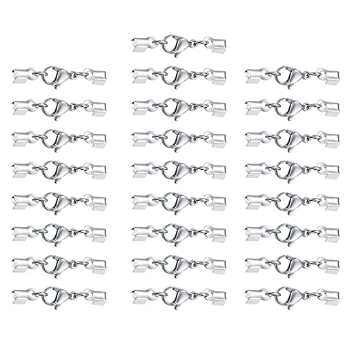 VEGCOO 25 Edelstahl Kettenverschluss Halskette Armband Clipverschluss für DIY Handarbeit (3,2 cm) von VEGCOO