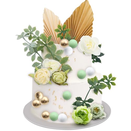 VEGCOO 29 Stück grüne Kuchendekoration, Boheme, Kuchendekoration, Rosen/Palmenblätter/Ball, für Geburtstag, Hochzeit, DIY, Dekoration von Torten, Partydekorationen VEGCOO 29 Stück grüne Kuchendekoration, Boheme, Kuchendekoration, Rosen/Palmenblätter/Ball, für Geburtstag, Hochzeit, DIY, Dekoration von Torten, Partydekorationen von VEGCOO