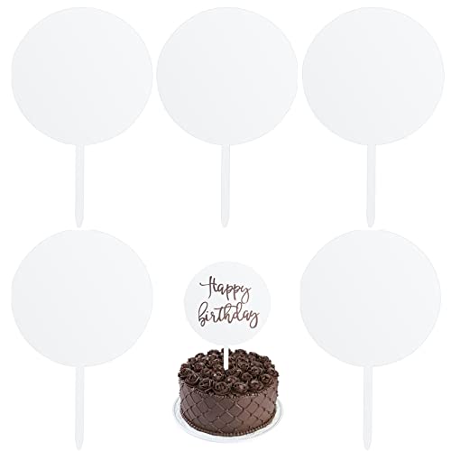 VEGCOO 5 Pcs Blank Acrylic Cake Toppers, Round Cupcake Toppers, Blank Cake Topper Sticks for Birthday Party Cake Wedding Decoration Kits for DIY Acrylic Cake Topper VEGCOO 5 Pcs Blank Acrylic Cake Toppers, Round Cupcake Toppers, Blank Cake Topper Sticks for Birthday Party Cake Wedding Decoration Kits for DIY Acrylic Cake Topper von VEGCOO