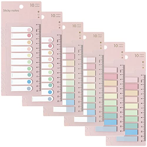 VEGCOO 6 Teiliges Set mit 1200 Seiten Sticky Tabs Haftmarker Index Tabs Morandi Sticky Marker Sticky Notes (Lichtfarbe) von VEGCOO