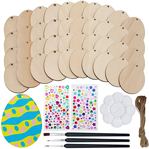 VEGCOO 67 Teiliges Bemaltes Ostereier Set Aus Holz, 60 Stück Holzeier zum Bemalen 12m Hanfseil 3 Pinsel 2 Acryl Bohraufkleber für im Freien und im Innenbereich Ostereier Dekoration VEGCOO 67 Teiliges Bemaltes Ostereier Set Aus Holz, 60 Stück Holzeier zum Bemalen 12m Hanfseil 3 Pinsel 2 Acryl Bohraufkleber für im Freien und im Innenbereich Ostereier Dekoration von VEGCOO
