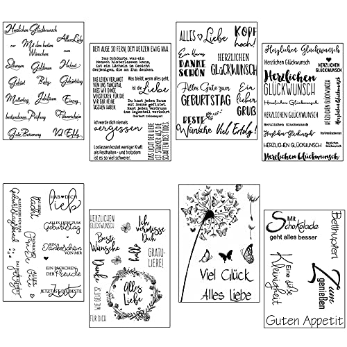 VEGCOO 8 Blätter Silikonstempel Set, Silikonstempel Vintage Geburtstag Deutsche Texte,Stempel Clear Stamps für Bullet Journal Scrapbooking,Tiere und Blumen Stempelset VEGCOO 8 Blätter Silikonstempel Set, Silikonstempel Vintage Geburtstag Deutsche Texte,Stempel Clear Stamps für Bullet Journal Scrapbooking,Tiere und Blumen Stempelset von VEGCOO