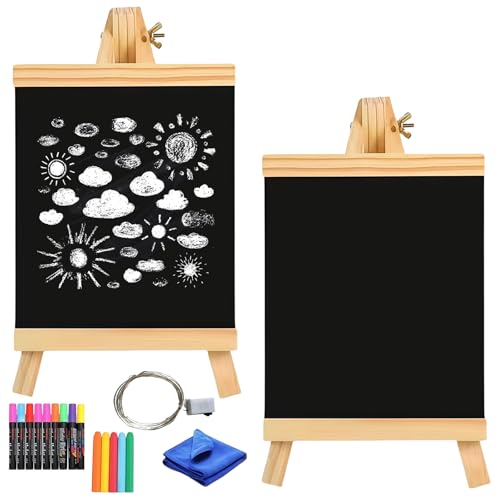 2 Stück Kreidetafel mit Ständer, 29 x 16 cm Schiefertafel zum Beschriften Kompakte Kreidetafel auf Staffelei aus Kiefernholz für Hochzeit Schulbuffet Geburtstagsfeier 2 Stück Kreidetafel mit Ständer, 29 x 16 cm Schiefertafel zum Beschriften Kompakte Kreidetafel auf Staffelei aus Kiefernholz für Hochzeit Schulbuffet Geburtstagsfeier von VEGOATY