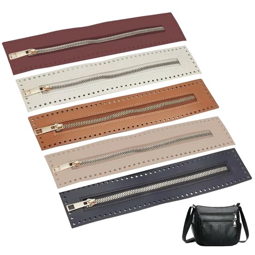 5er Set PU-Leder Reißverschluss 27cm Für DIY Häkeltaschen - Rostfrei in 5 Farben (Schwarz, Braun, Beige, Burgunderrot, Gold) | Handgefertigte Reißverschlüsse Mit Close End Für Nähen & Bastelprojekte von VEGOATY