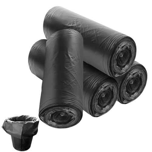 60 Stück Müllbeutel, Biomüllbeutel 50L, 60x80cm Groß Trash Bag mit Zugband und Griffen, Öko Müllbeutel mit Zugband Reißfest und Flüssigkeitsdicht für die Meisten Mittleren Mülleimer(Schwarz) von VEGOATY