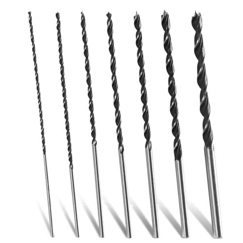 7 Stück Holzbohrer Set Lang, 30cm Profi Schlangenbohrer, Holzschlangenbohrer Set Extra Scharfe, Balkenbohrer Langer Holzspiralbohrer Langbohrer Ø 4mm 5mm 6mm 7mm 8mm 10mm 12mm für Holzbearbeitung von VEGOATY