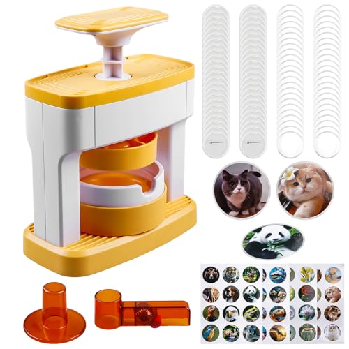 98 Stück Button Maker Badge Machine, 55MM DIY Abzeichen Press Machine mit 48 Musterpapier und 48 Abzeichen 1 Kreisschneidern, Kinder Geschenke Pin Maker FüR Party Geschenke DIY Kreation von VEGOATY
