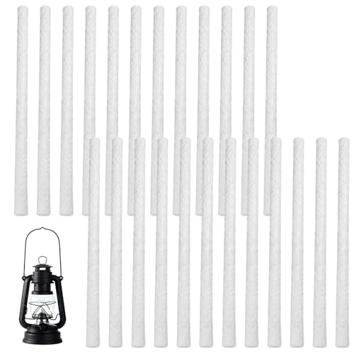 Glasfaserdocht 24 Stück - 1,27cm X 25cm Dauerdocht Für Kerzenfresser, öllampen & Gartenleuchten - Fiberglasstäbe Rauchfrei, Hitzebeständig - Ideal Für Weinflaschen Tiki Fackeln Und Außenbeleuchtung von VEGOATY
