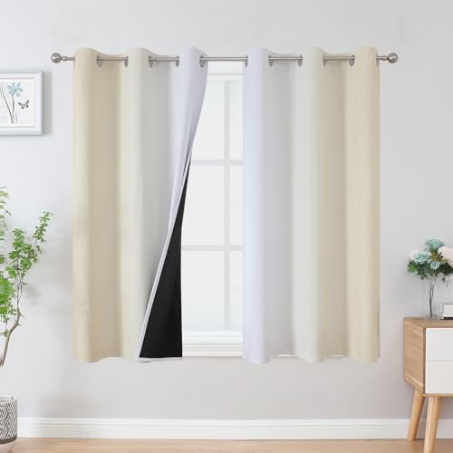 VEHEDE Ombre Farbverlauf Vorhänge Raumverdunkelung Kinderzimmer Gardinen Kurz mit Ösen, Ösenvorhang Verdunklung Thermogardine Kälteschutz Warm Hitzeschutz, H 114 x B 107 cm, 2er Set, Hellbeige Weiß VEHEDE Ombre Farbverlauf Vorhänge Raumverdunkelung Kinderzimmer Gardinen Kurz mit Ösen, Ösenvorhang Verdunklung Thermogardine Kälteschutz Warm Hitzeschutz, H 114 x B 107 cm, 2er Set, Hellbeige Weiß von VEHEDE