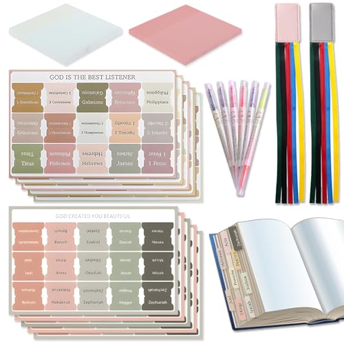 258-teiliges Bibel-Set: 150 Indexier-Tabs, 2 Lesezeichen, 6 Textmarker, 100 Haftnotizen - Journaling-Zubehör für Frauen, Studium von VEINARDYL