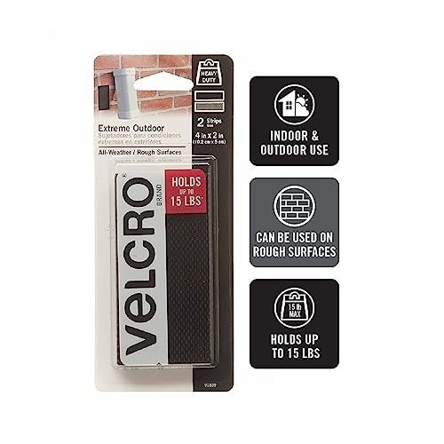 Klettverschlüsse der Marke Velcro (R) Marke Extreme Industriestärke Schwarz, Acryl, mehrfarbig, 1 Stück (2 Streifen) von VELCRO Brand