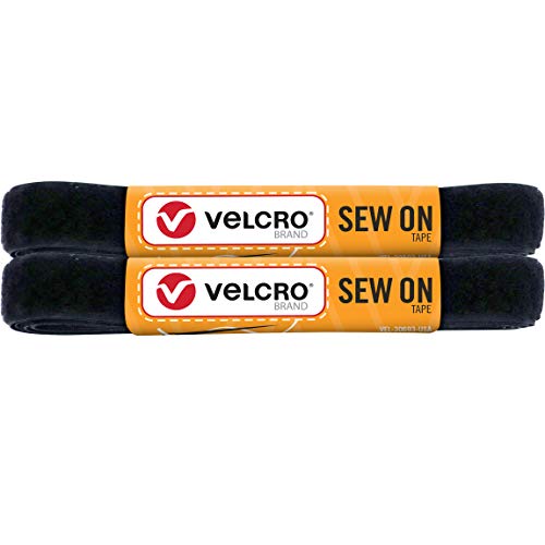 VELCRO Brand Klebeband zum Aufnähen, 1,5 m x 1,9 cm, für Stoffe, Kleidung und Handwerk, Ersatz für Druckknöpfe und Knöpfe, Streifen auf Länge zuschneiden, Schwarz von VELCRO Brand