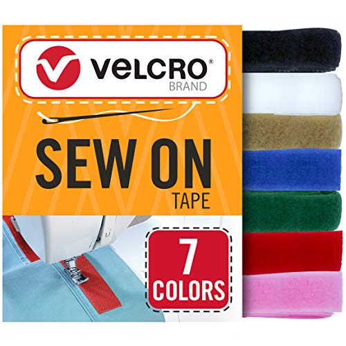 VELCRO Brand Klebeband zum Aufnähen, 4,5 m x 1,9 cm, 7 Farben für Stoffe, Kleidung und Handwerk, für Druckknöpfe und Knöpfe, Streifen auf Länge zuschneiden von VELCRO Brand