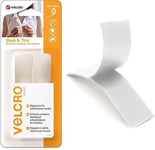 VELCRO Marke | Aufklebbare Stoffstreifen | Zuschneidbare, robuste Haken- und Schleifen-Selbstklebestreifen | Perfekt für Bastelarbeiten, Kleidungsreparaturen und Säume | Weiß | 19mm x 60cm VELCRO Marke | Aufklebbare Stoffstreifen | Zuschneidbare, robuste Haken- und Schleifen-Selbstklebestreifen | Perfekt für Bastelarbeiten, Kleidungsreparaturen und Säume | Weiß | 19mm x 60cm von VELCRO Brand