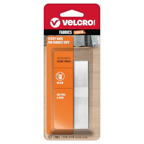 Velcro (r) Marke Klebriger Rücken für Stoffe: Kein Nähen erforderlich - 24-Zoll x 3/4-Zoll-Klebeband - Weiß von VELCRO Brand