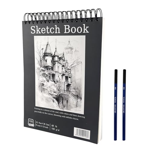 VELLUSTRA A4 Skizzenbuch, 100 Blatt/200 Seiten sehr festes Papier, Spiralgebundener Zeichenbuch A4 Hardcover, Skizzenblock zum Skizzieren, Illustration, Porträt,Robustes Hardcover mit Ringbuchbindung VELLUSTRA A4 Skizzenbuch, 100 Blatt/200 Seiten sehr festes Papier, Spiralgebundener Zeichenbuch A4 Hardcover, Skizzenblock zum Skizzieren, Illustration, Porträt,Robustes Hardcover mit Ringbuchbindung von VELLUSTRA
