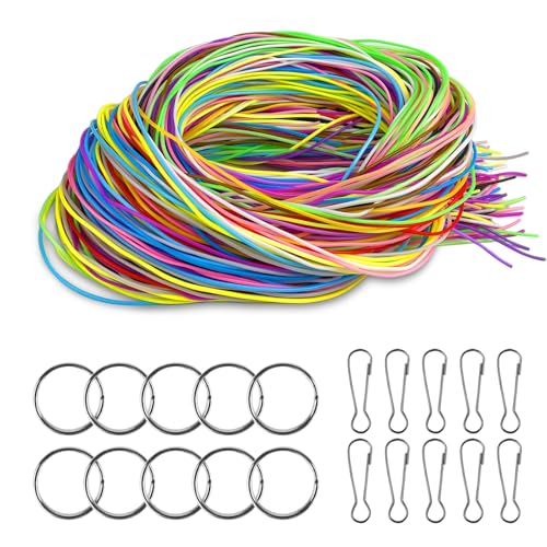 VELLUSTRA Schmuckfaden Bänder, 200 Stück Armbänder Schmuckherstellung Schnur, Flechten mit Keychain Und Haken, Farbe Perlenschnur, für DIY Handwerk, Schmuck, Armbänder, Halskette (20 Farben) PVC von VELLUSTRA