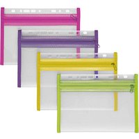 VELOFLEX Reißverschlussbeutel VELOBAG® XXS transparent/pink, lila, grün, gelb 0,3 mm, 4 St. von VELOFLEX