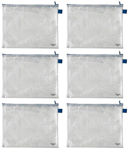 6er Packung Veloflex 2703000 Reißverschlusstasche, DIN A3, transparent (6, DIN A3) von VELOFLEX