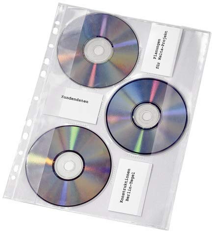 VELOFLEX® Prospekthülle, PP, 11fach Lochung, A4, transparent, für: 3 CDs (10 Stück), Sie erhalten 1 Packung á 10 Stück von VELOFLEX