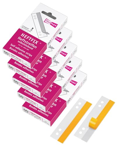 VELOFLEX 2002000 - HEFTFIX Heftstreifen, Abheftstreifen, 105 mm lang, 50er SB-Packung, selbstklebend, glasklar (5, Heftfix SK) von VELOFLEX