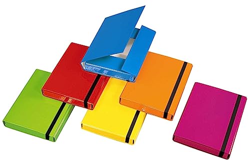 VELOFLEX 4443341 - Sammelbox Velocolor, DIN A4, mit Gummizug, Heftbox aus Karton, glanzkaschiert, 23 x 32 x 4 cm (6 Farben) von VELOFLEX