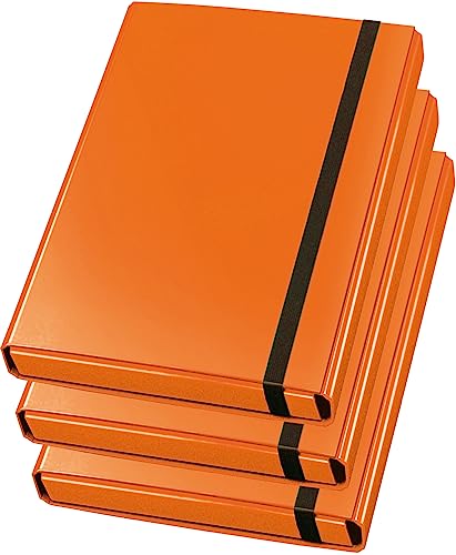 VELOFLEX 4443341 - Sammelbox Velocolor, DIN A4, mit Gummizug, Heftbox aus Karton, glanzkaschiert, 23 x 32 x 4 cm (Orange | 3er Pack) von VELOFLEX
