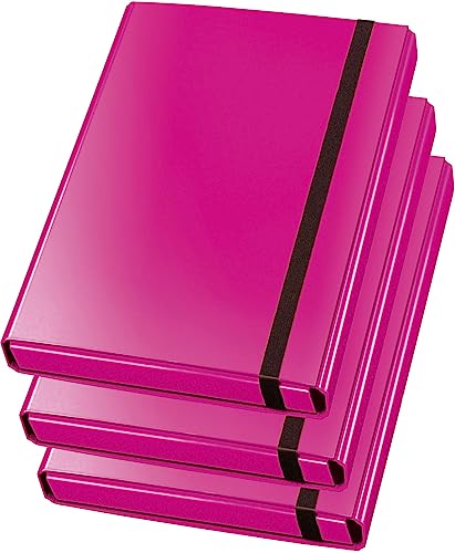 VELOFLEX 4443341 - Sammelbox Velocolor, DIN A4, mit Gummizug, Heftbox aus Karton, glanzkaschiert, 23 x 32 x 4 cm (Pink | 3er Pack) von VELOFLEX