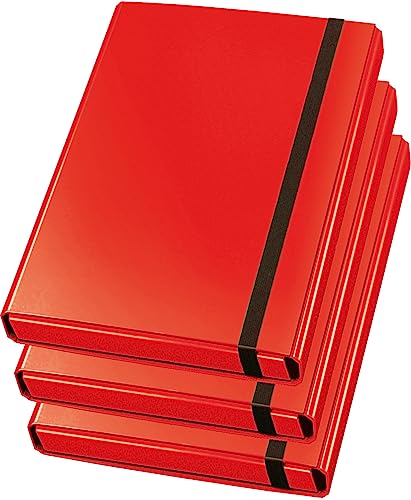 VELOFLEX 4443341 - Sammelbox Velocolor, DIN A4, mit Gummizug, Heftbox aus Karton, glanzkaschiert, 23 x 32 x 4 cm (Rot | 3er Pack) von VELOFLEX