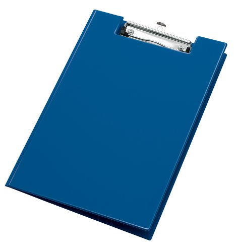 VELOFLEX 4804050 - Clipboard DIN A4, mit Deckel, PVC, aufklappbares Klemmbrett, Schreibplatte, dunkelblau, 1 Stück von VELOFLEX