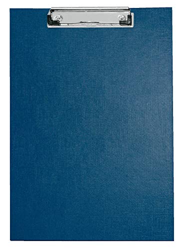 VELOFLEX 4814950 - Schreibplatte DIN A4, PP-kaschiert, Leinenstruktur, Metallklemme mit Hängeöse, Klemmbrett blau, 1 Stück von VELOFLEX