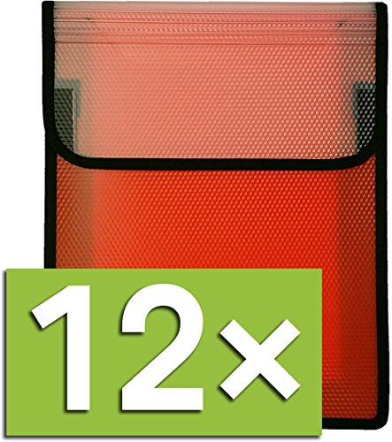 VELOFLEX Heftbox Velobag Ordnungsmappe A4, Klettverschluss (Rot, 12x Heftebox) von VELOFLEX