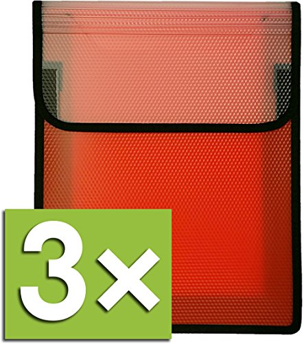 VELOFLEX Heftbox Velobag Ordnungsmappe A4, Klettverschluss (Rot, 3X Heftebox) von VELOFLEX