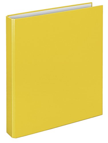 VELOFLEX 1143010 - Ringbuch Basic, DIN A4, 1 Stück, gelb, Füllhöhe 25 mm, Ringordner mit 4-D-Ring-Mechanik, Ordner schmal von VELOFLEX