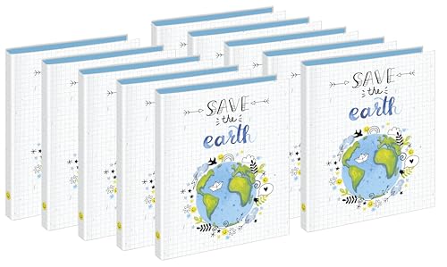 Veloflex 1151981 - Ringbuch Save the earth, Füllhöhe 25 mm, aus recyclebarem Karton, Schulordner, Ringordner (Save the earth, DIN A4 | 10er Pack) von VELOFLEX