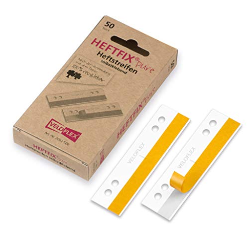 VELOFLEX 2002500 - Heftfix Heftstreifen pure, 105 mm lang, FSC zertifiziertes Papier, selbstklebend, Lochabstand 60 & 80 mm, zum Abheften von Mustern, Zeichnungen, Bildern usw, 50er Packung weiß VELOFLEX 2002500 - Heftfix Heftstreifen pure, 105 mm lang, FSC zertifiziertes Papier, selbstklebend, Lochabstand 60 & 80 mm, zum Abheften von Mustern, Zeichnungen, Bildern usw, 50er Packung weiß von VELOFLEX