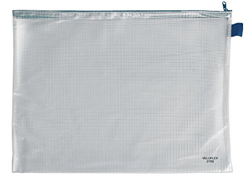 VELOFLEX 2703000 - Reißverschlusstasche DIN A3, Reißverschlussbeutel, Dokumententasche, PVC, gewebeverstärkt, transparent, 1 Stück von VELOFLEX