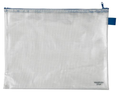 VELOFLEX 2704000 - Reißverschlusstasche DIN A4 Reißverschlussbeutel Dokumententasche PVC gewebeverstärkt transparent, 1 Stück von VELOFLEX