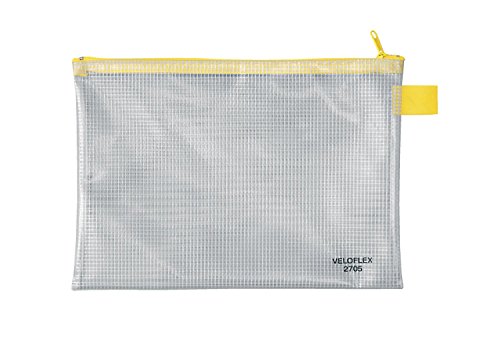 VELOFLEX 2705000 - Reißverschlusstasche DIN A5, 1 Stück, 250 x 180 mm, Dokumententasche aus gewebeverstärktem PVC von VELOFLEX