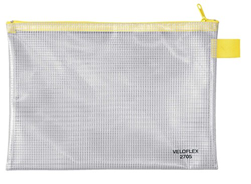 VELOFLEX 2705000 - Reißverschlusstasche DIN A5, 1 Stück, 250 x 180 mm, Dokumententasche aus gewebeverstärktem PVC von VELOFLEX